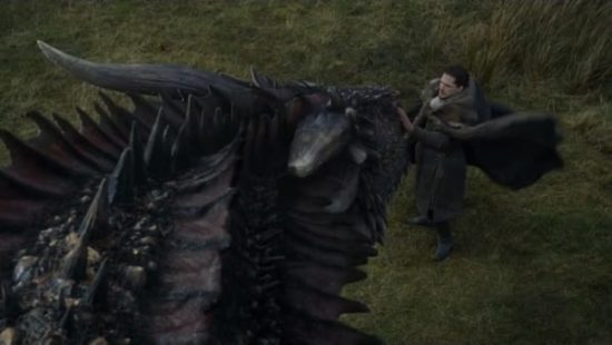 Jon meets one of Dany's dragons, up close and personal, on Game Of Thrones season 7
